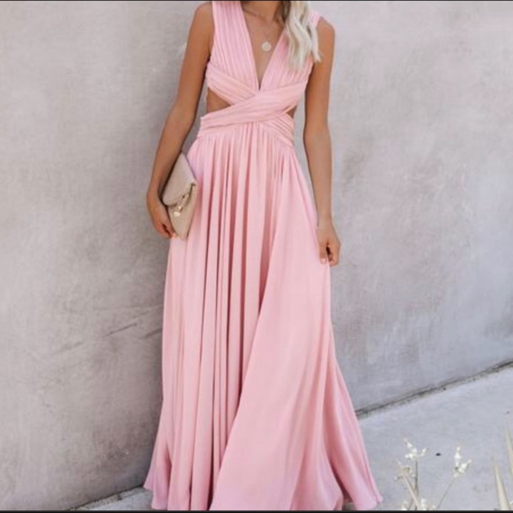 Vici Collection Formality Cut Out Pink Maxi
